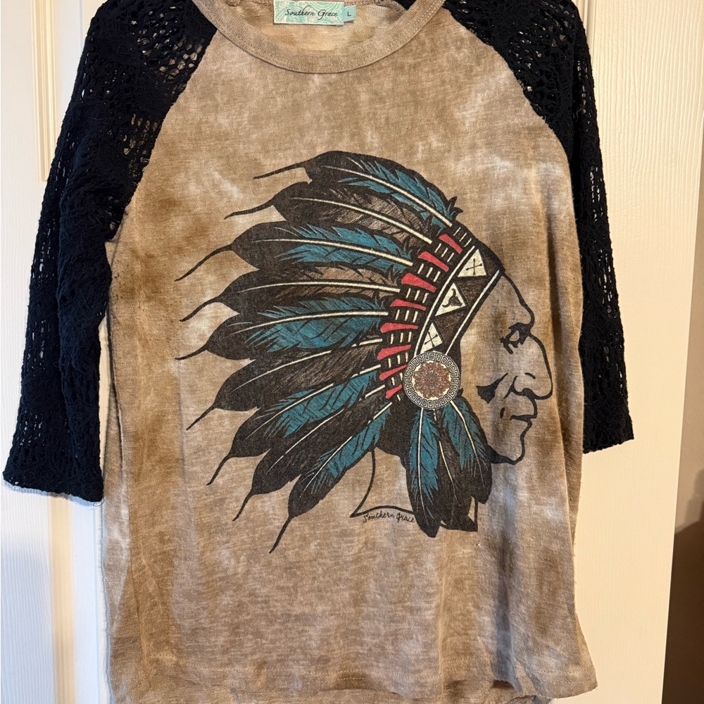 Southern Grace Tee with Black Sleeves and Brown Body